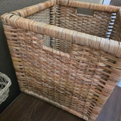 Lot of 3 Wicker Storage Baskets – Wall & Desk Organizers