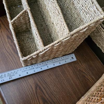 Lot of 3 Wicker Storage Baskets – Wall & Desk Organizers