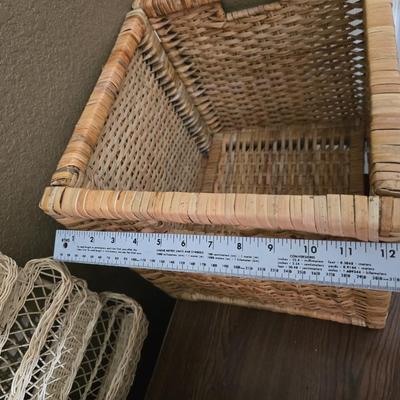 Lot of 3 Wicker Storage Baskets – Wall & Desk Organizers