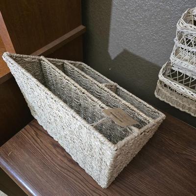 Lot of 3 Wicker Storage Baskets – Wall & Desk Organizers
