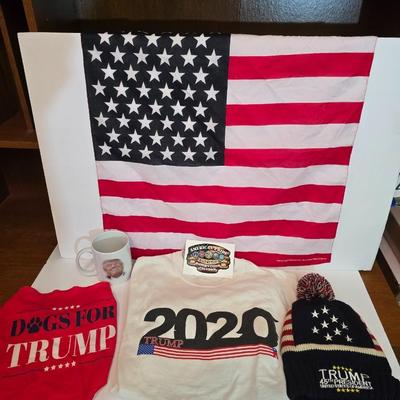 Pro-Trump Memorabilia Lot – Flag, Apparel, Mug & Sticker