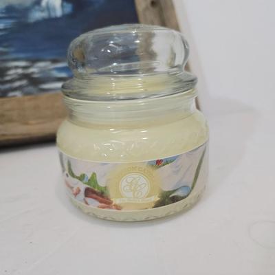 Lighthouse Decor Lot – Painting, solar light house Sculpture & Candle