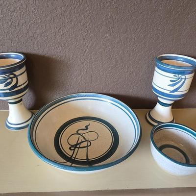 Handcrafted Stoneware Pottery – 4 Pc. Set