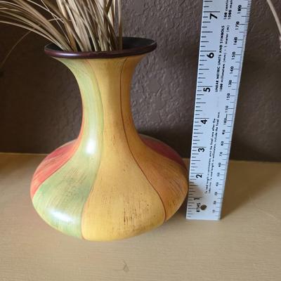 Trio of Colorful Ceramic Vases with Faux Floral Arrangements