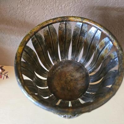 Decorative pottery Vase with Dried Arrangement + pottery Candle Holder / goblet