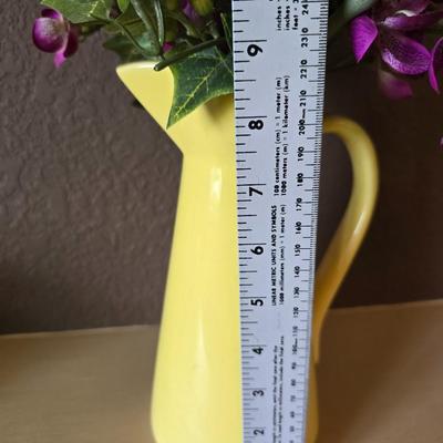 Bright Spring Décor Lot – Pitcher Vase with Florals & Ceramic Bird