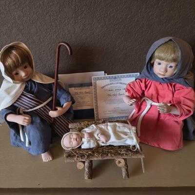 Ashton-Drake “The Holy Family” Porcelain Nativity Doll Set with COAs