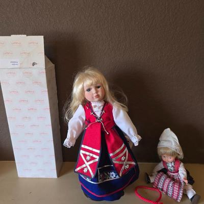 Set of 2 Scandinavian Dolls – 12" Dressed Doll with Stand + 6" Doll with Accessories