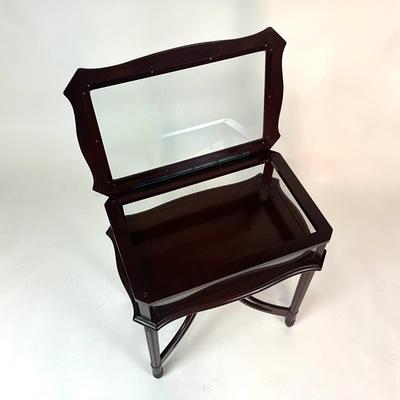 Sale Photo Thumbnail #60: Measurements:
24" width, 16" depth, 26.5" height

Dark stain on wood, see pictures