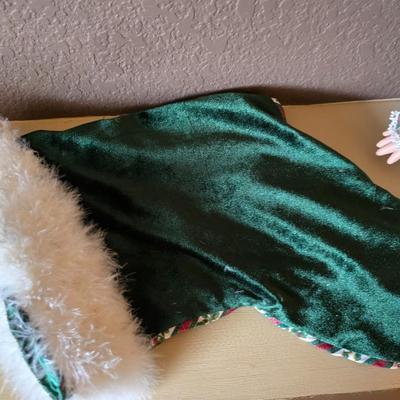 Precious Moments Christmas Doll – Green Holiday Dress with Matching Stocking