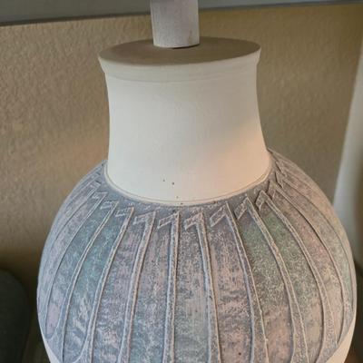 Pair of Ceramic Table Lamps – Pastel with Fabric Shades