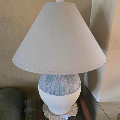 Pair of Ceramic Table Lamps – Pastel with Fabric Shades