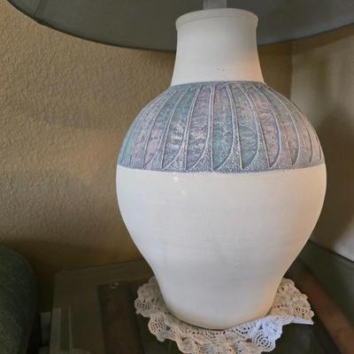 Pair of Ceramic Table Lamps – Pastel with Fabric Shades