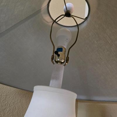 Pair of Ceramic Table Lamps – Pastel with Fabric Shades