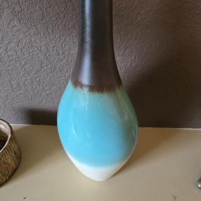 Ceramic Decor Lot – Mid-Century Cat, Baby Yoda Planter & Ombre Vase