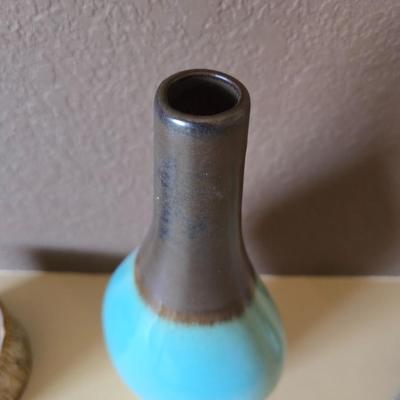 Ceramic Decor Lot – Mid-Century Cat, Baby Yoda Planter & Ombre Vase
