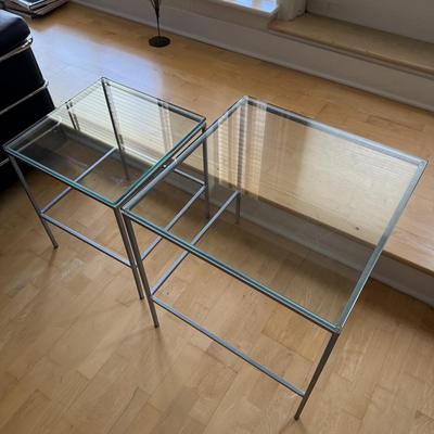 Two Glass Top Side Tables (D-BM)