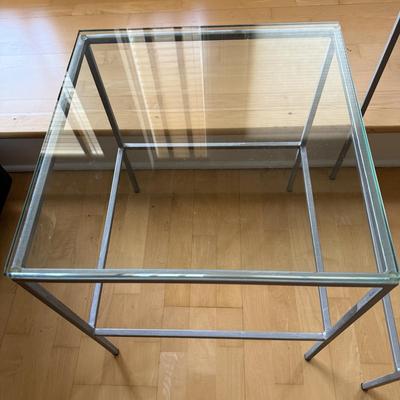 Two Glass Top Side Tables (D-BM)