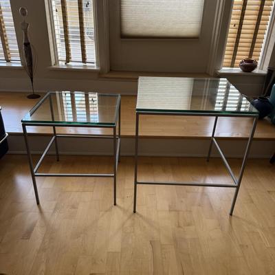 Two Glass Top Side Tables (D-BM)