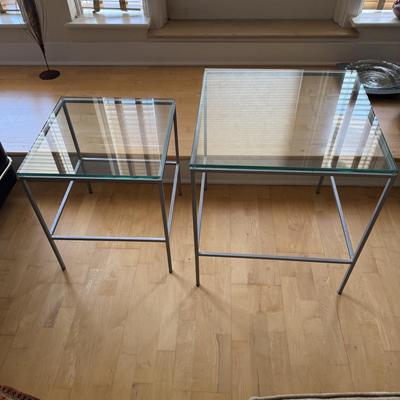 Two Glass Top Side Tables (D-BM)