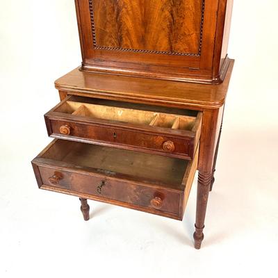 Sale Photo Thumbnail #68: Measurements:
Both: 53.75" height, 18.5" depth, 25" width 
Top piece separate: 24.5" height, 11.75" depth, 23.5" width
Comes with three keys