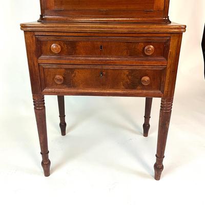 Sale Photo Thumbnail #65: Measurements:
Both: 53.75" height, 18.5" depth, 25" width 
Top piece separate: 24.5" height, 11.75" depth, 23.5" width
Comes with three keys