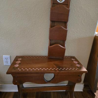 Hand-Painted Country Bench & Wooden Wall Mail Sorter