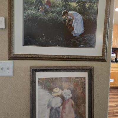Framed Art Print Pair – Country Childhood Scenes