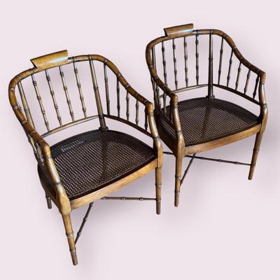 Two Hekman Furniture Mid Century Style Faux Bamboo Chairs (D-DZ)