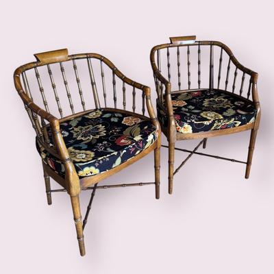 Two Hekman Furniture Mid Century Style Faux Bamboo Chairs (D-DZ)