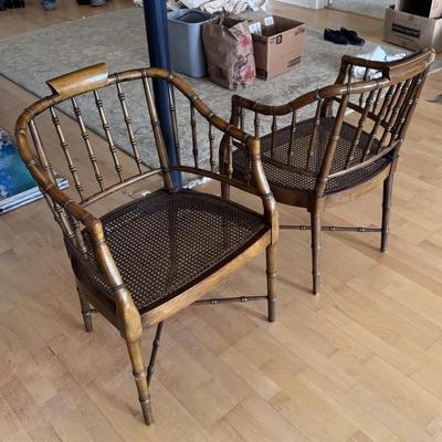 Two Hekman Furniture Mid Century Style Faux Bamboo Chairs (D-DZ)