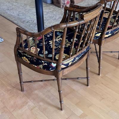 Two Hekman Furniture Mid Century Style Faux Bamboo Chairs (D-DZ)