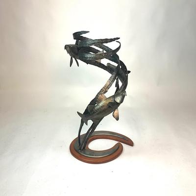 Sale Photo Thumbnail #113: Measurements:
34" Height, 18" Diameter 
fish measurements:
16" length
With sketch of piece signed  
Valued at $1200.00-$1500.00