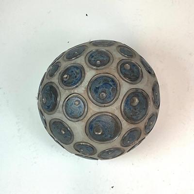 Sale Photo Thumbnail #119: Measurements:
12" Height, 14.5" Diameter, 10" Depth
hand-formed clay globe sculpture. condition to age is very good.
Late 20th Century
Valued $500.00-$800.00
Signed on bottom by Frances Parker