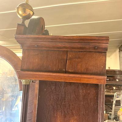 Sale Photo Thumbnail #128: Measurements:
7'3"Height, 20.5"Width, 10"Depth
Needs to be repaired doesn't operate, stands at a tilt, missing pieces, cracked on the top, missing finial , see pictures