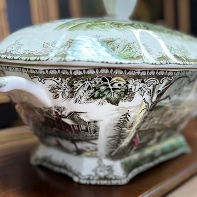 2 pc Johnson Brother’s Tureen “The Friendly Village” see description