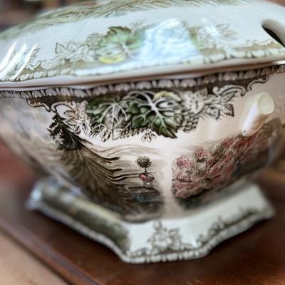 2 pc Johnson Brother’s Tureen “The Friendly Village” see description