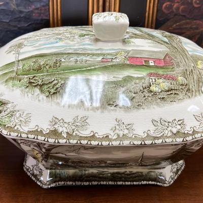 2 pc Johnson Brother’s Tureen “The Friendly Village” see description