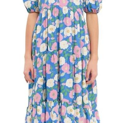 Medium ENGLISH FACTORY Floral Puff Sleeve Midi Dress