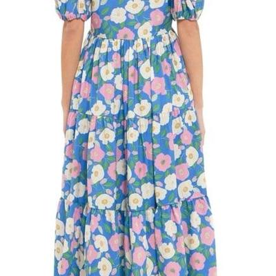 Medium ENGLISH FACTORY Floral Puff Sleeve Midi Dress