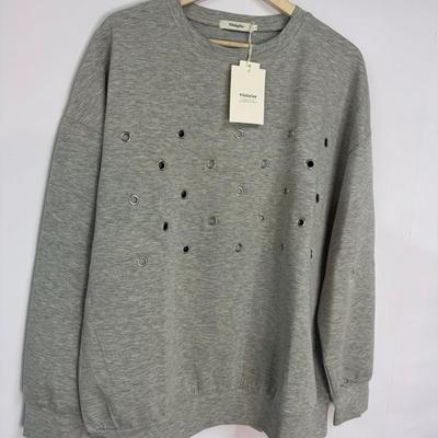 Large Grey Sweater with Daisy Flowers