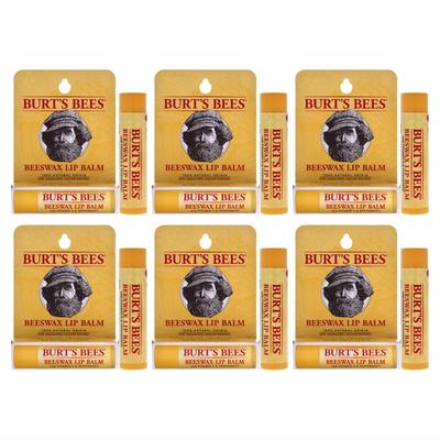 6-Pack Burts Bees Beeswax Lip Balm w/Vitamin E Peppermint .15oz - Factory Sealed