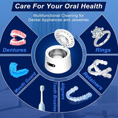 Ultrasonic Cleaner for Jewelry, Retainers, Mouth Guards, Toothbrush Heads, Aligners & Dentures - Professional Portable Ultra Sonic...