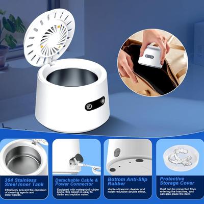 Ultrasonic Cleaner for Jewelry, Retainers, Mouth Guards, Toothbrush Heads, Aligners & Dentures - Professional Portable Ultra Sonic...