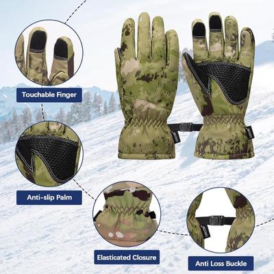 Size XL (10) Camouflage Hunting Winter Gloves - Anti-Slip, Touch Screen Ski, Camo Gloves,Outdoor Work & Sports in Cold Weather