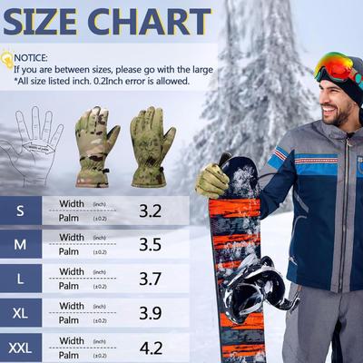 Size XL (10) Camouflage Hunting Winter Gloves - Anti-Slip, Touch Screen Ski, Camo Gloves,Outdoor Work & Sports in Cold Weather