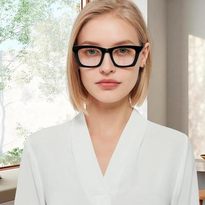 (+2.00) 6-Pack Reading Glasses for Women Blue Light Blocking Computer Square Readers with Spring Hinge