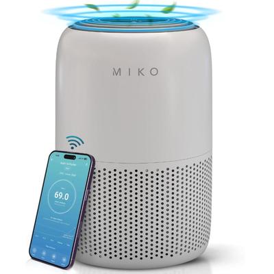 MIKO Air Purifier for Bedroom with 3-in-1 HEPA Filter & Sleep Mode, Whisper Quiet, Covers Up to 1200 ft, Smart Wi-Fi App Control -...