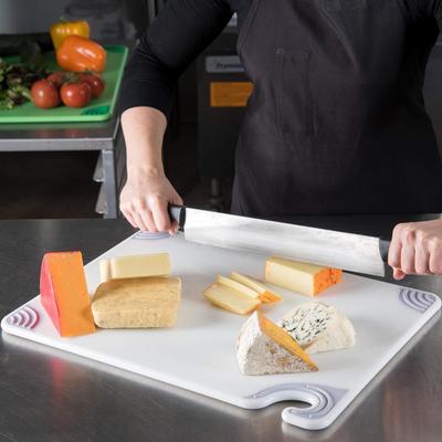 San Jamar Saf-T-Grip Plastic Cutting Board with Safety Hook, 15" x 20" x 0.5", White