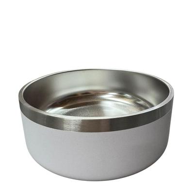 Stainless Steel Dog Bowl w/White Edges Printed w/Lockton Logo